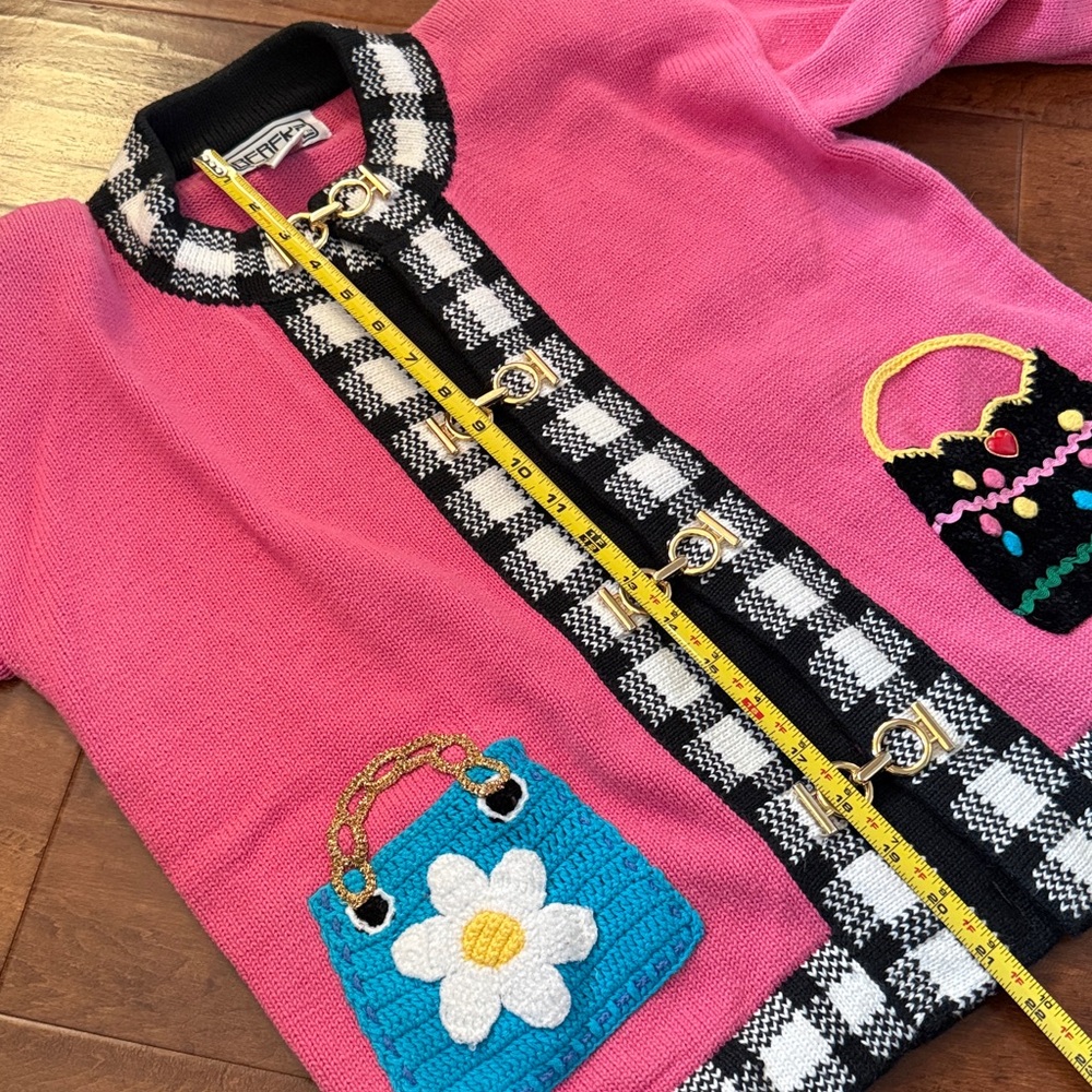 Berek2 Pink Cardigan with Checkered Trim - Picture 13 of 13